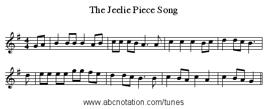 The Jeelie Piece Song - staff notation