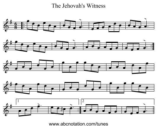 The Jehovah's Witness - staff notation