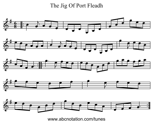 The Jig Of Port Fleadh - staff notation