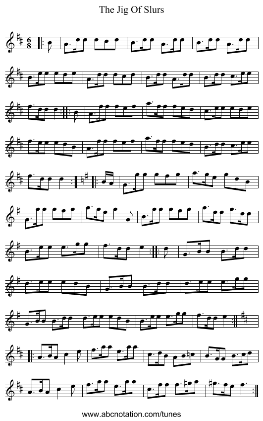The Jig Of Slurs - staff notation