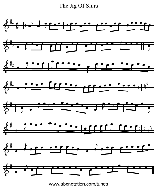 The Jig Of Slurs - staff notation