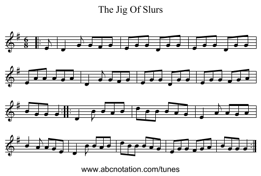 The Jig Of Slurs - staff notation