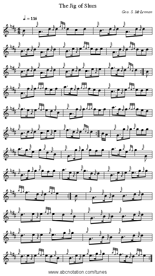 The Jig of Slurs - staff notation