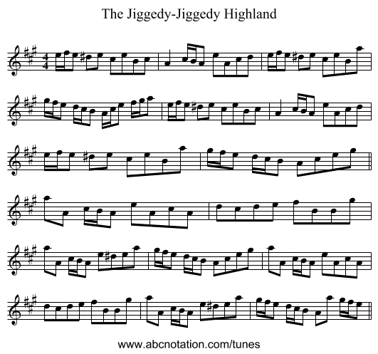 The Jiggedy-Jiggedy Highland - staff notation