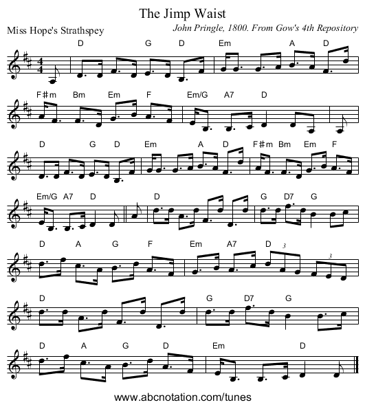 The Jimp Waist - staff notation