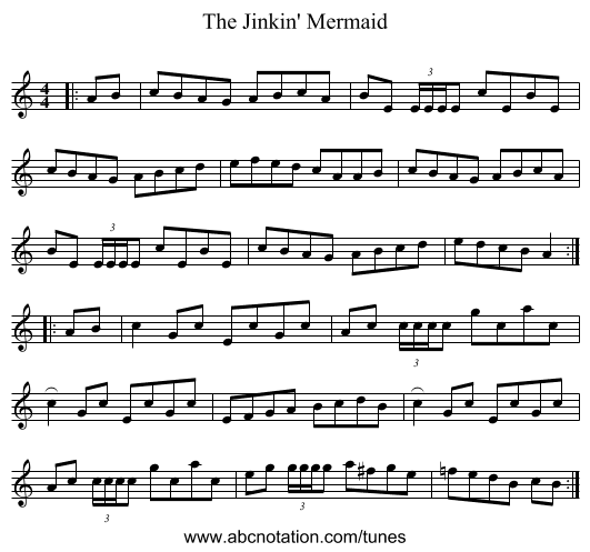 The Jinkin' Mermaid - staff notation