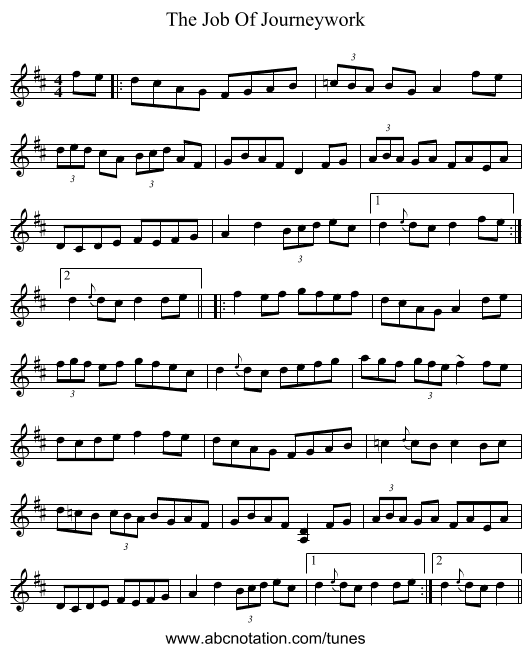 The Job Of Journeywork - staff notation