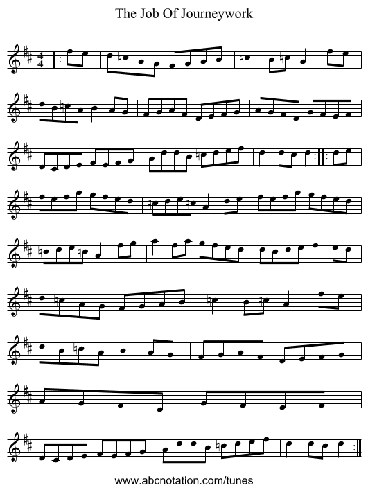 The Job Of Journeywork - staff notation