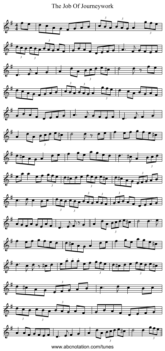 The Job Of Journeywork - staff notation