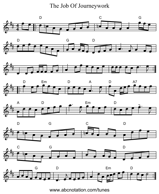 The Job Of Journeywork - staff notation