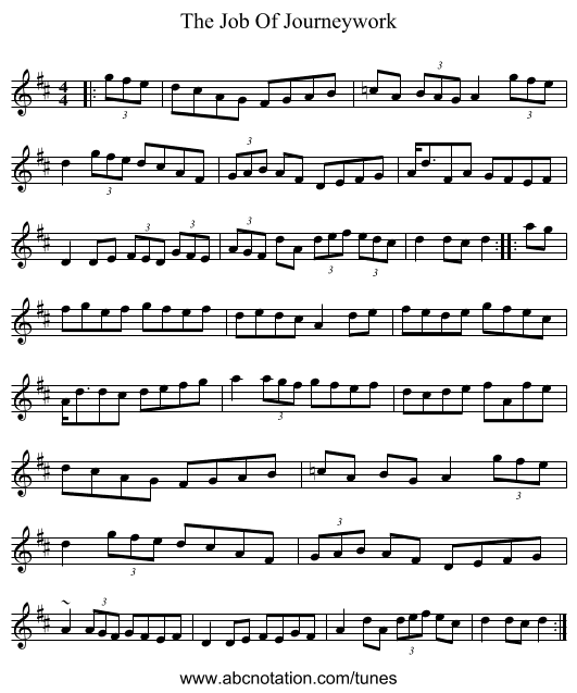 The Job Of Journeywork - staff notation