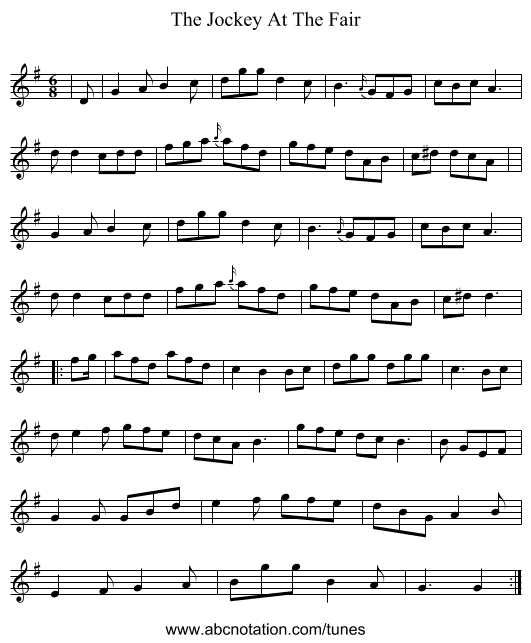 The Jockey At The Fair - staff notation