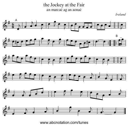 the Jockey at the Fair - staff notation
