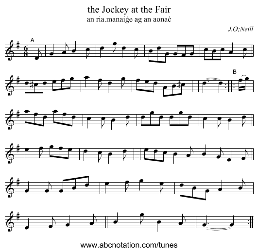 the Jockey at the Fair - staff notation