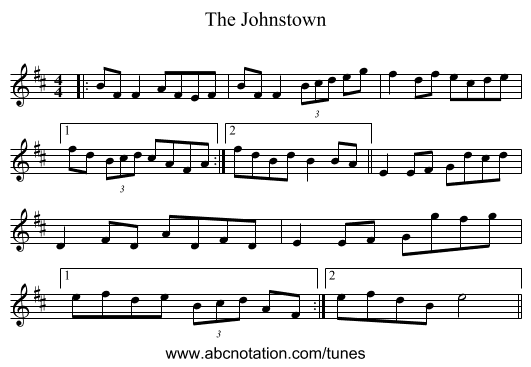 The Johnstown - staff notation