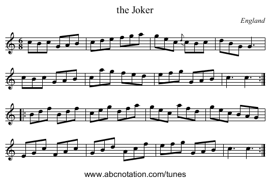 the Joker - staff notation