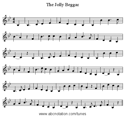 The Jolly Beggar - staff notation