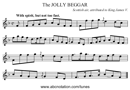 The JOLLY BEGGAR - staff notation