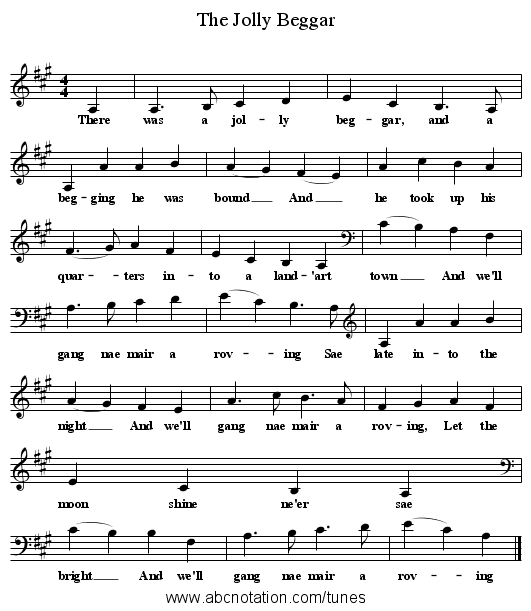 The Jolly Beggar - staff notation