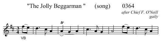 The Jolly Beggarman       (song)        0364 - staff notation