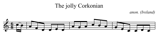 The jolly Corkonian - staff notation