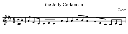 the Jolly Corkonian - staff notation