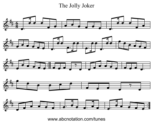 The Jolly Joker - staff notation