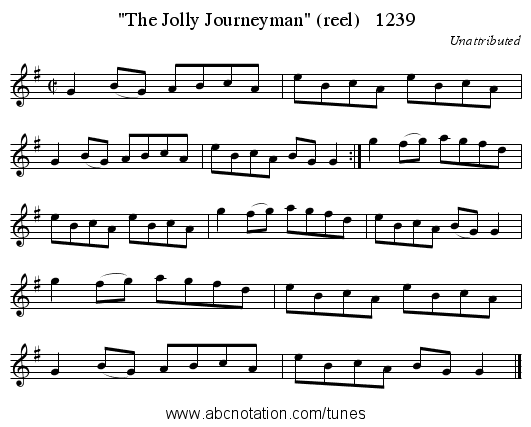 The Jolly Journeyman (reel) 1239 - staff notation