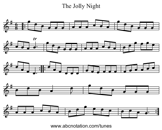 The Jolly Night - staff notation
