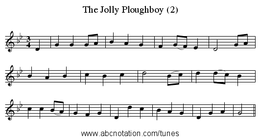 The Jolly Ploughboy (2) - staff notation