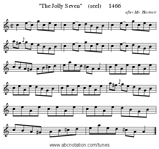 The Jolly Seven (reel) 1466 - staff notation