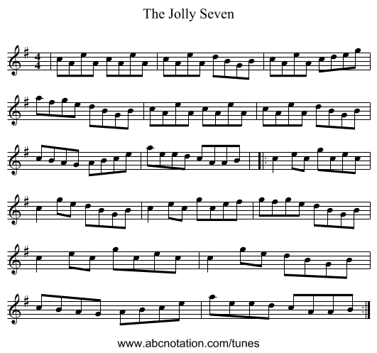 The Jolly Seven - staff notation