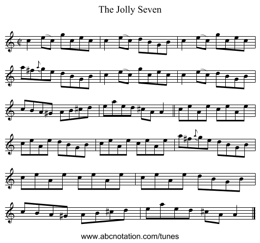 The Jolly Seven - staff notation
