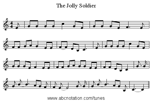 The Jolly Soldier - staff notation