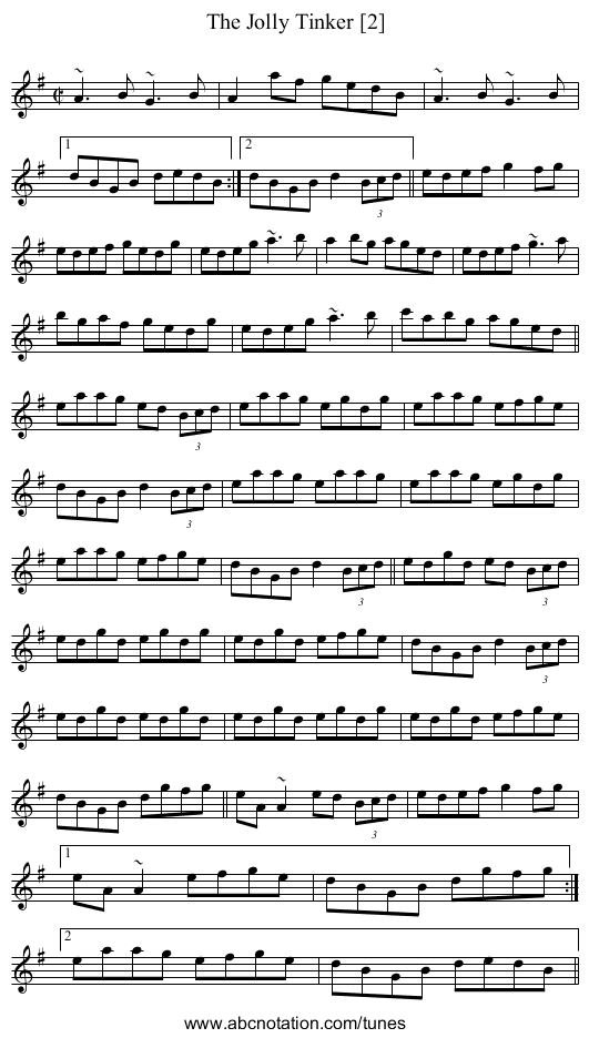The Jolly Tinker [2] - staff notation