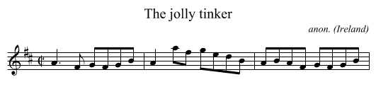 The jolly tinker - staff notation