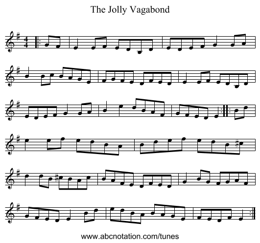 The Jolly Vagabond - staff notation