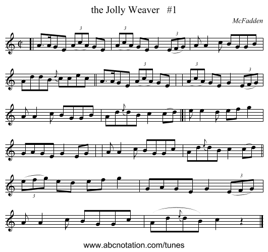 the Jolly Weaver   #1 - staff notation