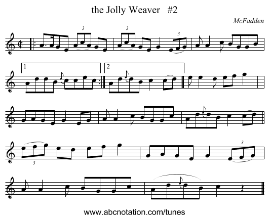 the Jolly Weaver   #2 - staff notation