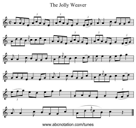 The Jolly Weaver - staff notation