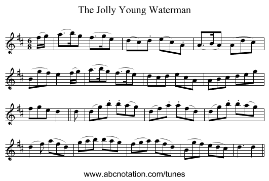 The Jolly Young Waterman - staff notation
