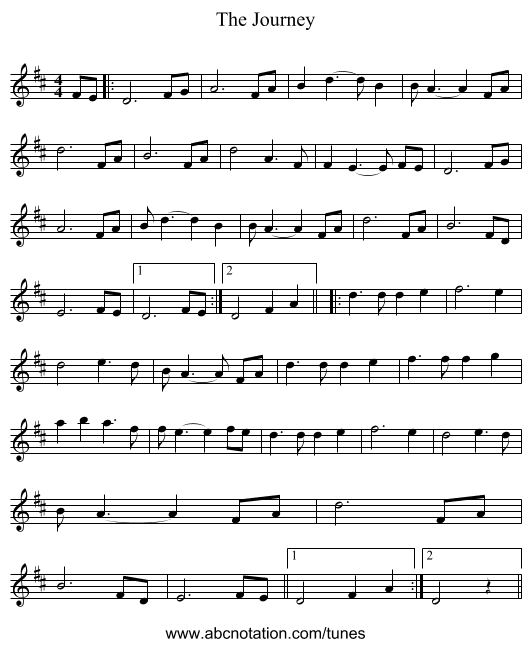 The Journey - staff notation