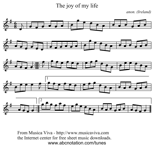 The joy of my life - staff notation