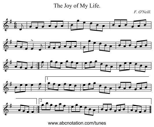 The Joy of My Life. - staff notation