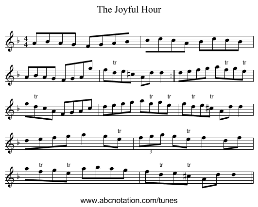 The Joyful Hour - staff notation