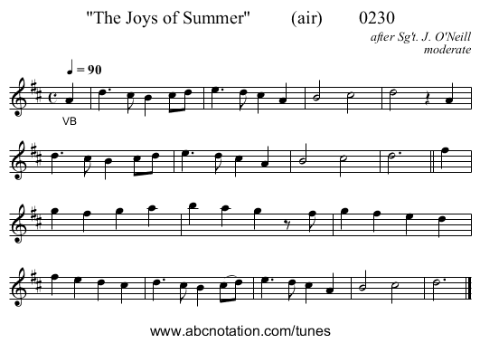 The Joys of Summer (air) 0230 - staff notation