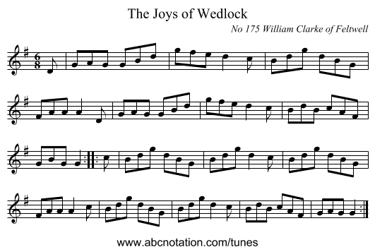 The Joys of Wedlock - staff notation
