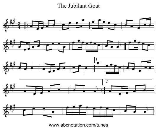 The Jubilant Goat - staff notation