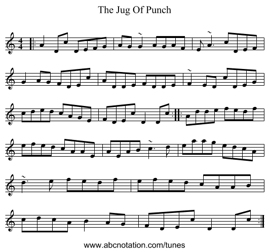 The Jug Of Punch - staff notation