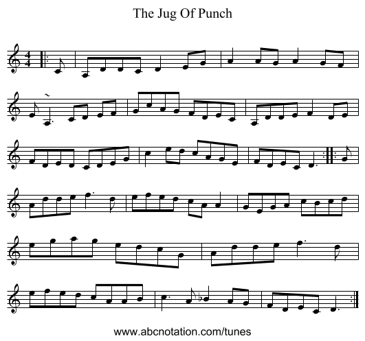 The Jug Of Punch - staff notation